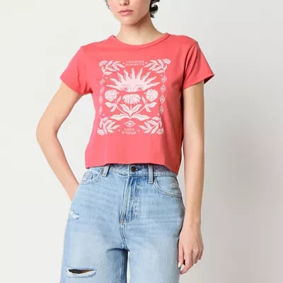Arizona Juniors Womens Crew Neck Short Sleeve Graphic T-Shirt