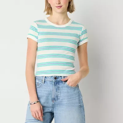 Arizona Womens Juniors Crew Neck Short Sleeve T-Shirt