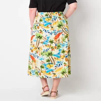 St. John's Bay Womens High Rise Midi A-Line Skirt-Plus