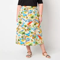 St. John's Bay Womens High Rise Midi A-Line Skirt-Plus