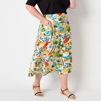 St. John's Bay Womens High Rise Midi A-Line Skirt-Plus