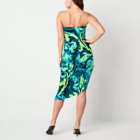 Bold Elements Womens Sleeveless Abstract Midi Bodycon Dress