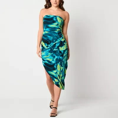 Bold Elements Womens Sleeveless Abstract Midi Bodycon Dress