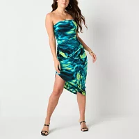 Bold Elements Womens Sleeveless Abstract Midi Bodycon Dress