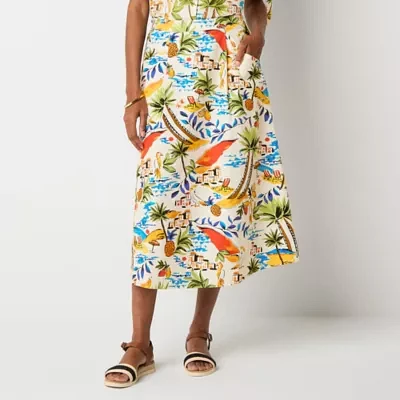 St. John's Bay Womens High Rise Midi A-Line Skirt