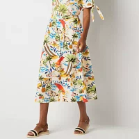 St. John's Bay Womens High Rise Midi A-Line Skirt
