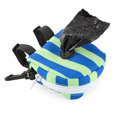 Paw & Tail Blue And Green Striped Wastebag Holder Dog Toy Bag