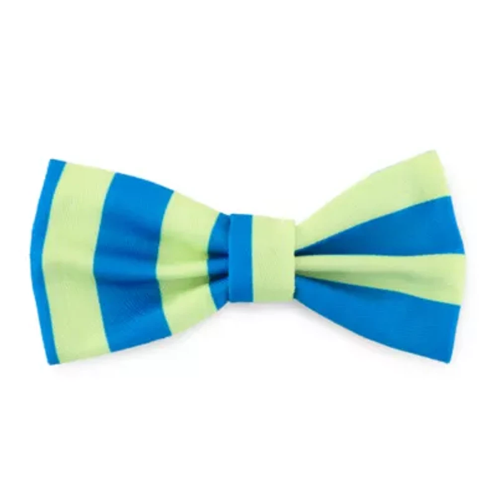Paw & Tail Blue And Green Striped Dog Bowtie
