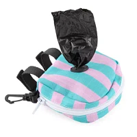 Paw & Tail Pink And Mint Striped Wastebag Holder Dog Toy Bag