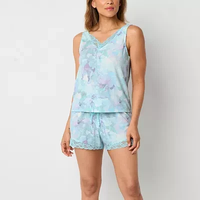 Ambrielle Womens Sleeveless V-Neck 2-pc. Shorts Pajama Set