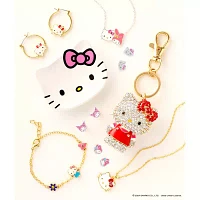 Crystal 18K Gold Over Brass 16 Inch Cable Bow Hello Kitty Pendant Necklace