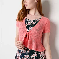 Perceptions Womens Floral Jacket Dress Petite