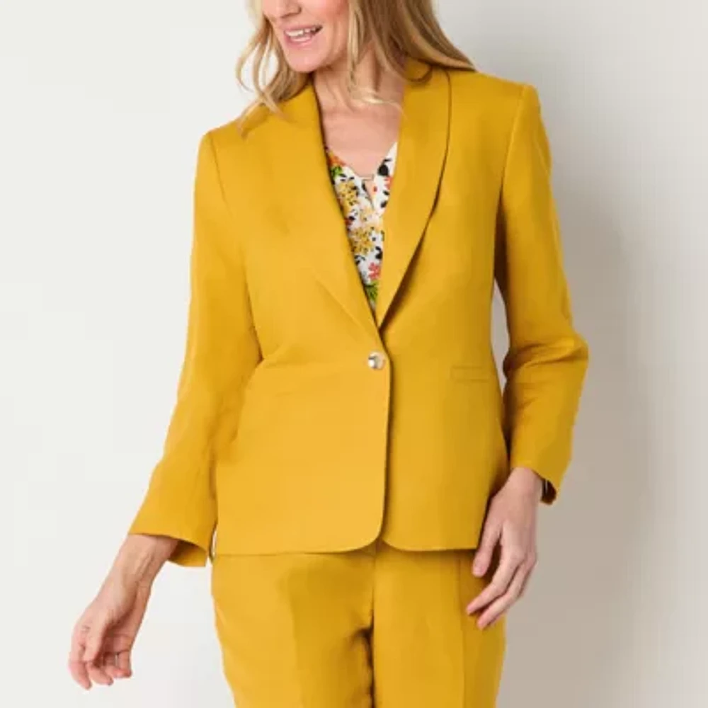 Black Label by Evan-Picone Linen Blend Womens Classic Fit Suit Jacket