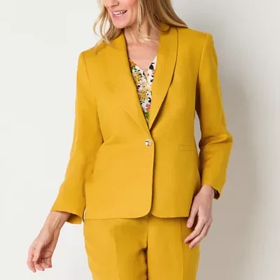 Black Label by Evan-Picone Linen Blend Womens Classic Fit Suit Jacket