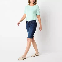 Liz Claiborne Sara Womens Mid Rise Bermuda Short-Tall