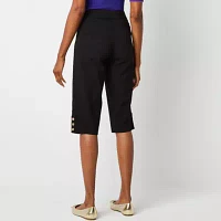 Liz Claiborne Alyssa Mid Rise Adaptive Easy-on + Easy-off Seated Wear Capri Pants