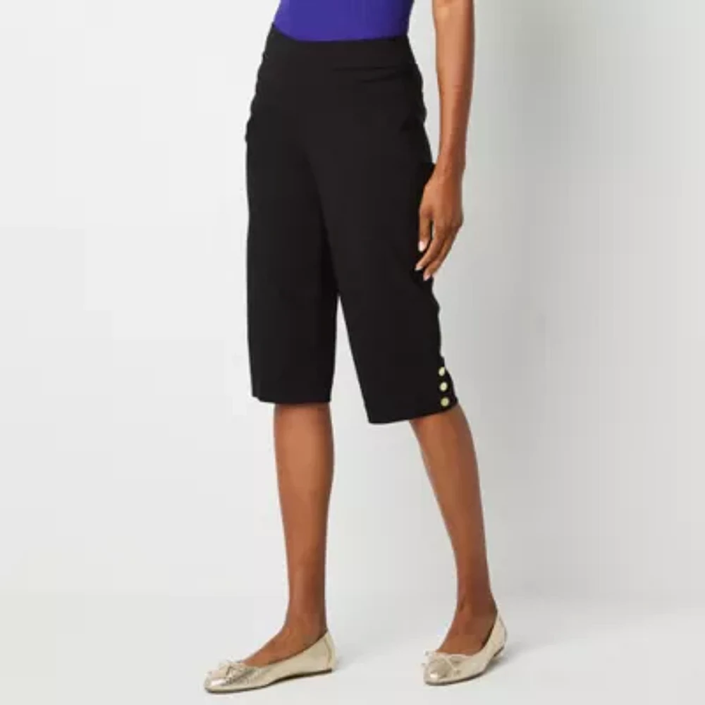 Liz Claiborne Alyssa Mid Rise Adaptive Easy-on + Easy-off Seated Wear Capri Pants