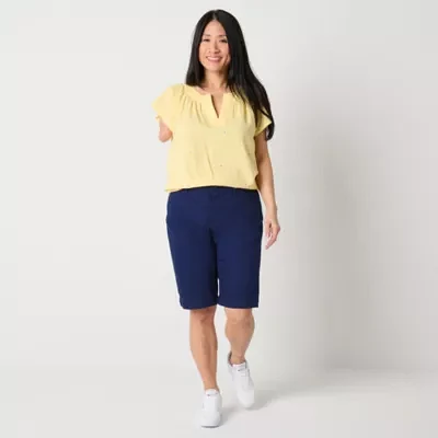 St. John's Bay Womens Mid Rise Adaptive Easy-on + Easy-off Bermuda Short