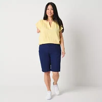St. John's Bay Womens Mid Rise Adaptive Easy-on + Easy-off Bermuda Short