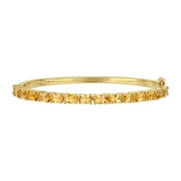 Genuine Yellow Citrine 18K Gold Over Silver Bangle Bracelet