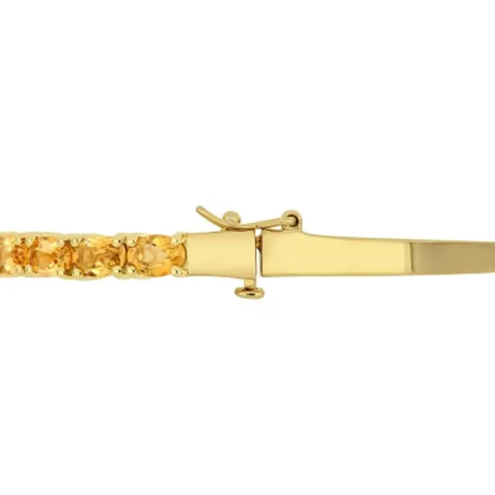 Genuine Yellow Citrine 18K Gold Over Silver Bangle Bracelet