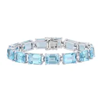 Genuine Blue Topaz Sterling Silver Tennis Bracelet