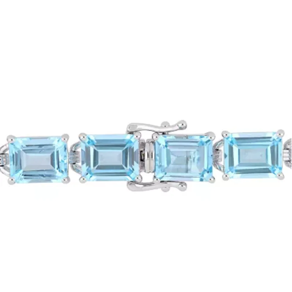 Genuine Blue Topaz Sterling Silver Tennis Bracelet