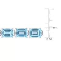 Genuine Blue Topaz Sterling Silver Tennis Bracelet