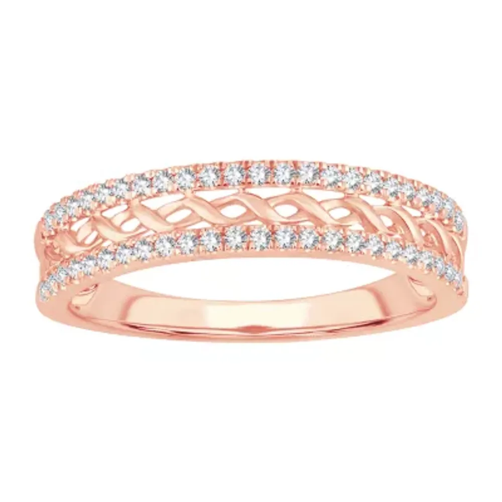 1/5 CT. Natural White Diamond 10K Rose Gold Anniversary Wedding Band