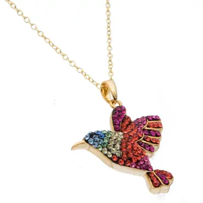 Womens Lab Created Multi Color Crystal Sterling Silver Pendant Necklace