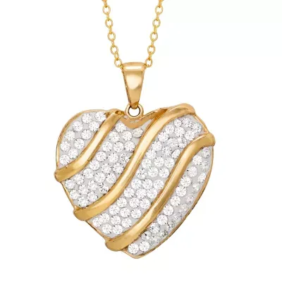 Womens Lab Created Crystal Sterling Silver Heart Pendant Necklaces
