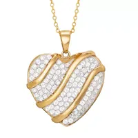 Womens Lab Created Crystal Sterling Silver Heart Pendant Necklace