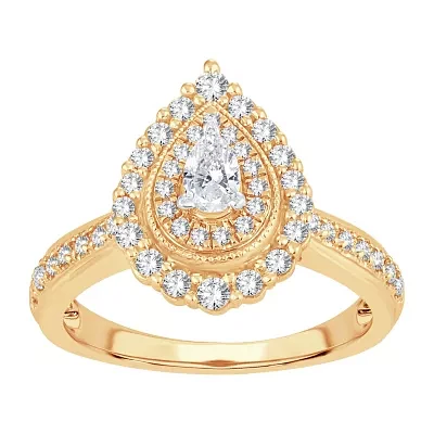 Womens 5/8 CT. T.W. Natural White Diamond 10K Gold Pear Engagement Ring