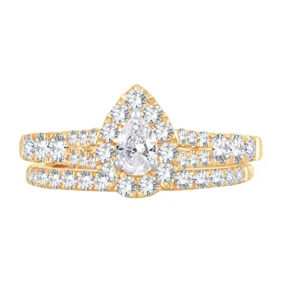 Womens 1 CT. T.W. Mined White Diamond 10K Gold Pear Bridal Set