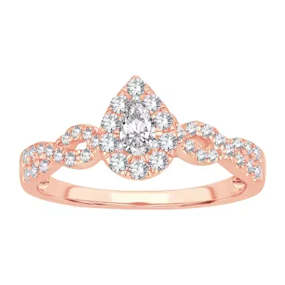 Womens / CT. T.W. Natural White Diamond 10K Rose Gold Pear Engagement Ring