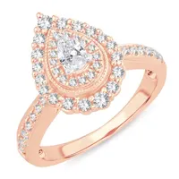 Womens 5/8 CT. T.W. Natural White Diamond 10K Rose Gold Pear Engagement Ring