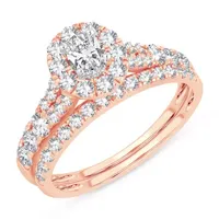 Womens 1/ CT. T.W. Natural White Diamond 10K Rose Gold Oval Bridal Set