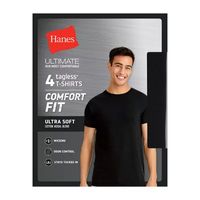 Hanes Ultimate Comfort Flex Fit Mens 4 Pack Short Sleeve Crew Neck Moisture Wicking T-Shirt