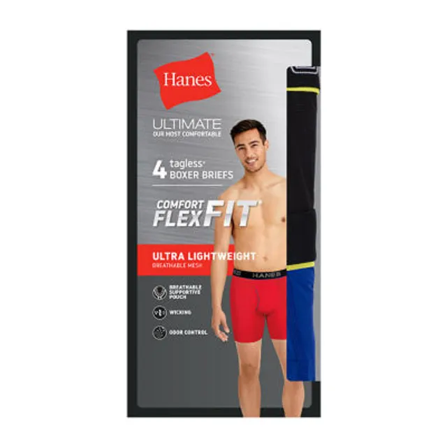 Hanes Ultimate Comfort Flex Fit Total Support Pouch Mens 3 Pack Boxer Briefs,  Color: Black Red Blue - JCPenney