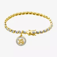 Sparkle Allure 14k Gold Over Bronze Diamond Accent 7.25 Inch Angel Round Tennis Bracelet