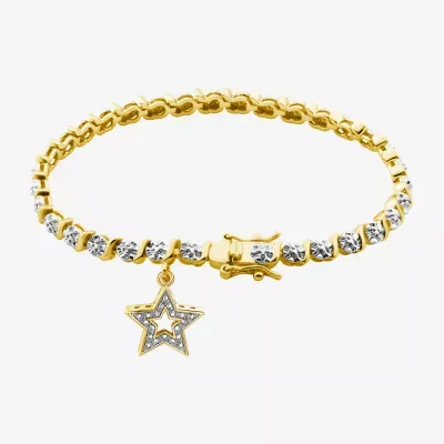 Sparkle Allure 14k Gold Over Bronze Diamond Accent 7.25 Inch Round Star Tennis Bracelet