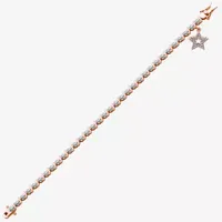 Sparkle Allure 14k Rose Gold Over Bronze Diamond Accent Bronze 7.25 Inch Round Star Tennis Bracelet