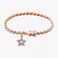 Sparkle Allure 14k Rose Gold Over Bronze Diamond Accent Bronze 7.25 Inch Round Star Tennis Bracelet