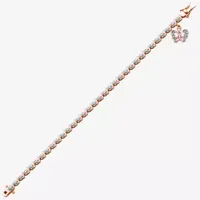 Sparkle Allure 14k Rose Gold Over Bronze Diamond Accent Bronze 7.25 Inch Butterfly Round Tennis Bracelet