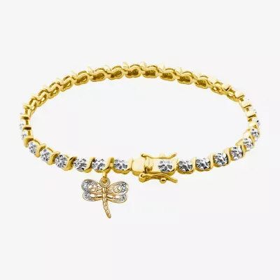 Sparkle Allure Dragonfly 14k Gold Over Bronze Diamond Accent Bronze 7.25 Inch Round Tennis Bracelet