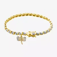 Sparkle Allure Dragonfly 14k Gold Over Bronze Diamond Accent Bronze 7.25 Inch Round Tennis Bracelet