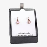 Sparkle Allure Cubic Zirconia 18K Rose Gold Over Brass Drop Earrings