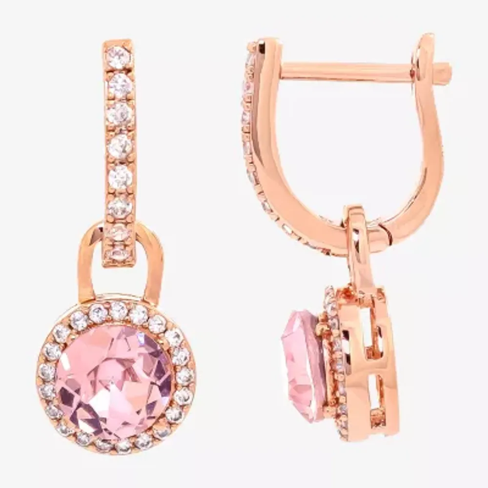 Sparkle Allure Cubic Zirconia 18K Rose Gold Over Brass Drop Earrings