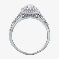 Signature By Modern Bride (H-I / I1) Womens / CT. T.W. Lab Grown Diamond 10K White Gold Side Stone Halo Engagement Ring