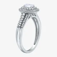 Signature By Modern Bride (H-I / I1) Womens / CT. T.W. Lab Grown Diamond 10K White Gold Side Stone Halo Engagement Ring